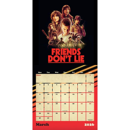 2026 CALENDAR STRANGER THINGS REWATCH MONTH TO VIEW SQUARE WALL CALENDAR OFFICIAL PRODUCT