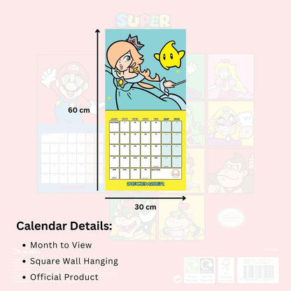2026 CALENDAR SUPER MARIO MONTH TO VIEW SQUARE WALL CALENDAR OFFICIAL PRODUCT