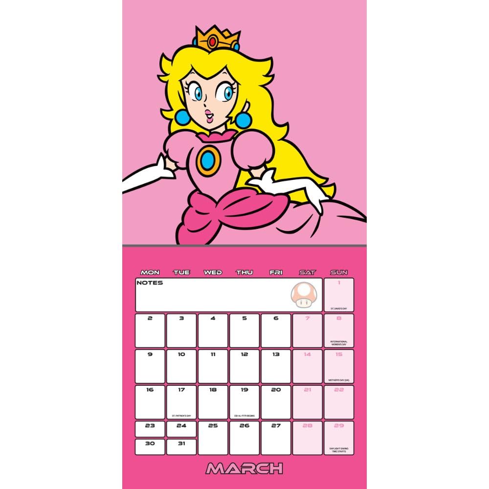 2026 CALENDAR SUPER MARIO MONTH TO VIEW SQUARE WALL CALENDAR OFFICIAL PRODUCT