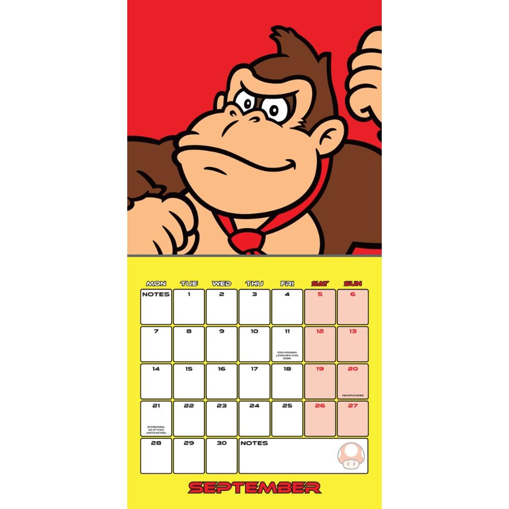 2026 CALENDAR SUPER MARIO MONTH TO VIEW SQUARE WALL CALENDAR OFFICIAL PRODUCT