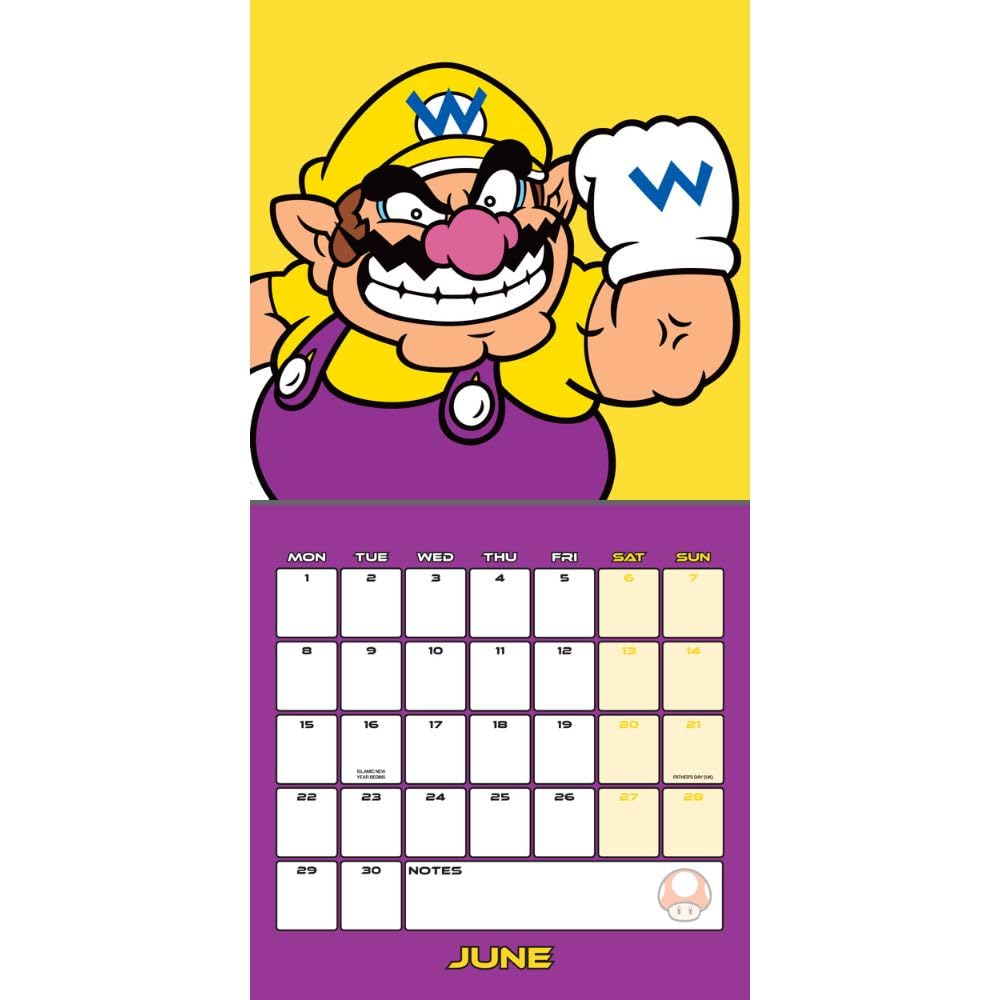 2026 CALENDAR SUPER MARIO MONTH TO VIEW SQUARE WALL CALENDAR OFFICIAL PRODUCT