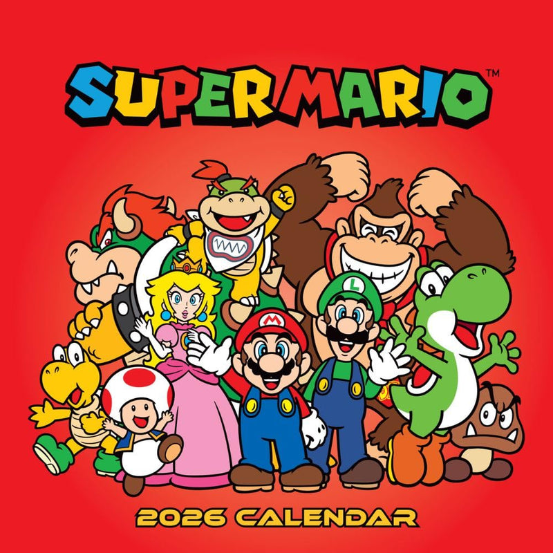 2026 CALENDAR SUPER MARIO MONTH TO VIEW SQUARE WALL CALENDAR OFFICIAL PRODUCT