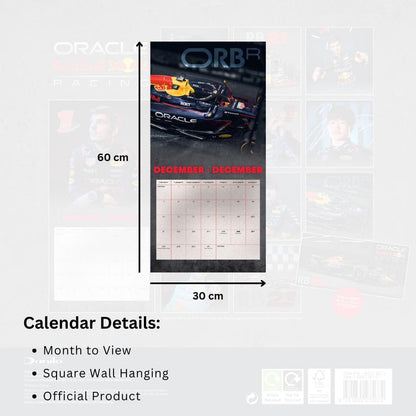 2026 CALENDAR RED BULL RACING MONTH TO VIEW SQUARE WALL CALENDAR OFFICIAL PRODUCT