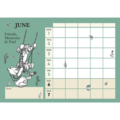 2026 FAMILY ORGANISER DISNEY WINNIE THE POOH 5 COLUMN MONTH TO VIEW A4 WALL CALENDAR OFFICIAL PRODUCT