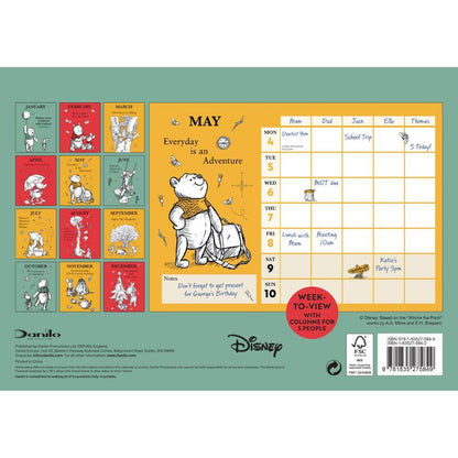 2026 FAMILY ORGANISER DISNEY WINNIE THE POOH 5 COLUMN MONTH TO VIEW A4 WALL CALENDAR OFFICIAL PRODUCT