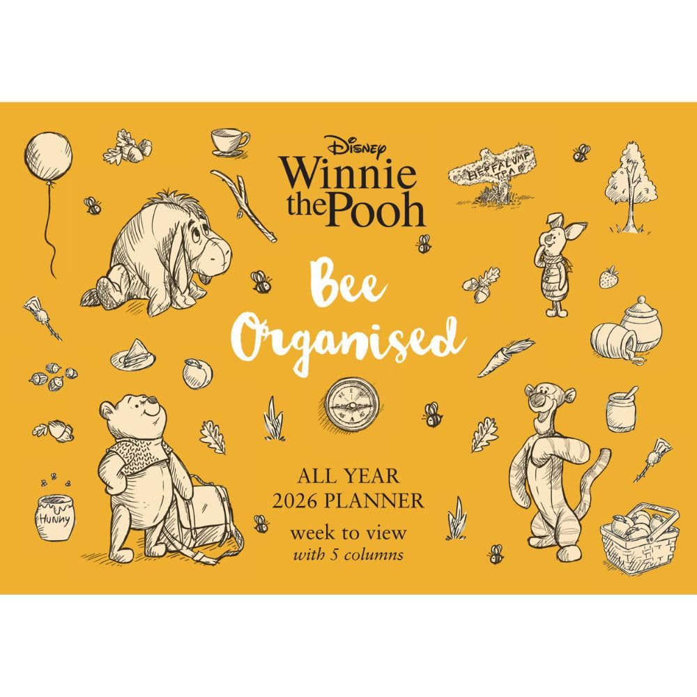 2026 FAMILY ORGANISER DISNEY WINNIE THE POOH 5 COLUMN MONTH TO VIEW A4 WALL CALENDAR OFFICIAL PRODUCT