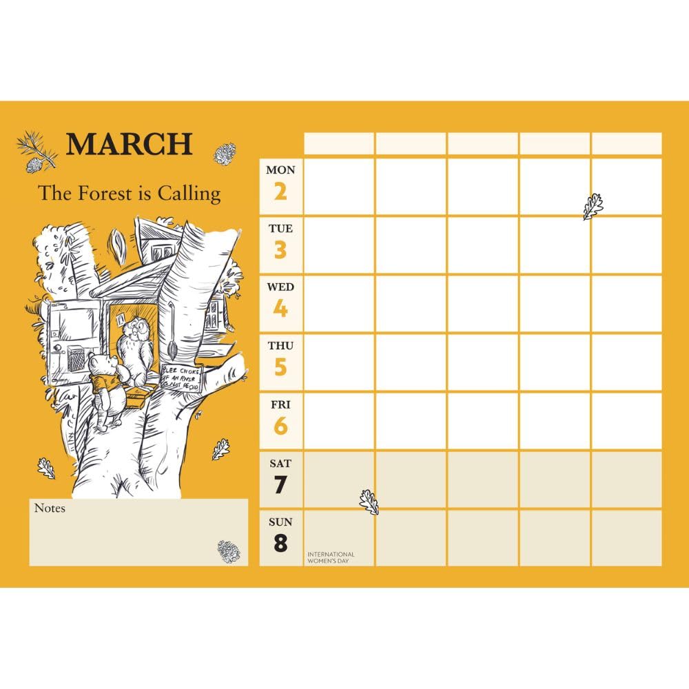 2026 FAMILY ORGANISER DISNEY WINNIE THE POOH 5 COLUMN MONTH TO VIEW A4 WALL CALENDAR OFFICIAL PRODUCT