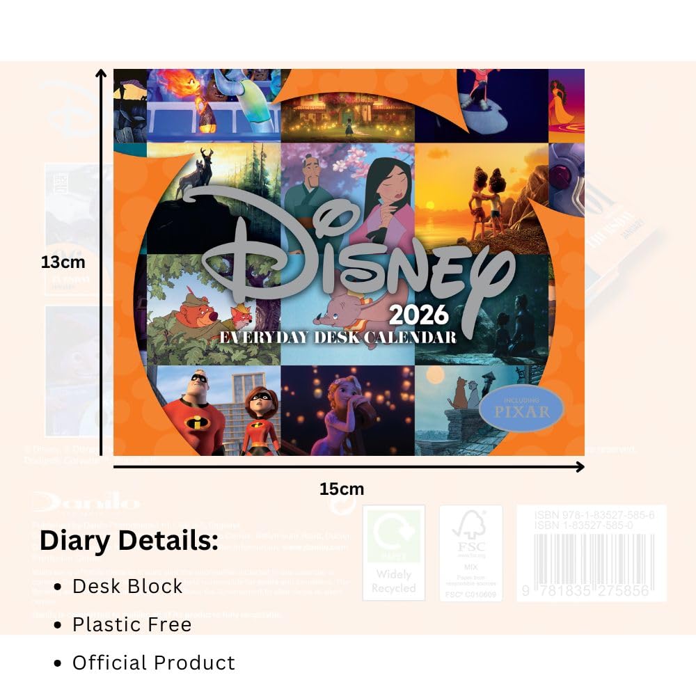 2026 CALENDAR DISNEY ANIMATION PAGE A DAY DESK BLOCK OFFICIAL PRODUCT