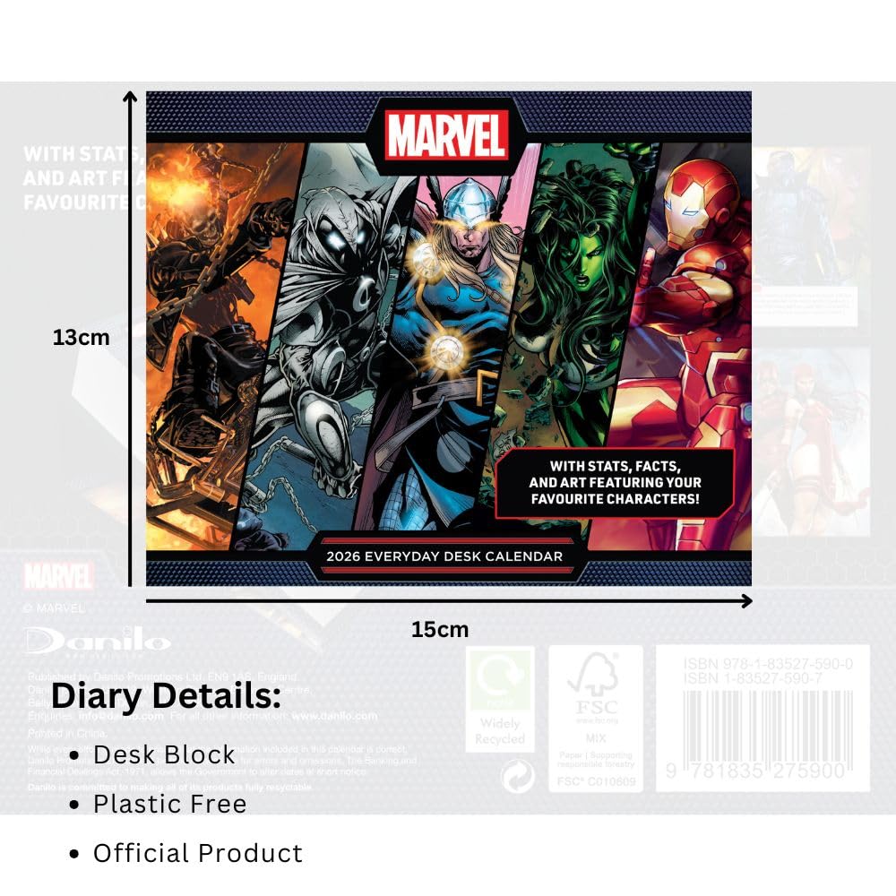 2026 CALENDAR MARVEL PAGE A DAY DESK BLOCK OFFICIAL PRODUCT