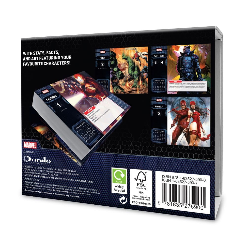 2026 CALENDAR MARVEL PAGE A DAY DESK BLOCK OFFICIAL PRODUCT