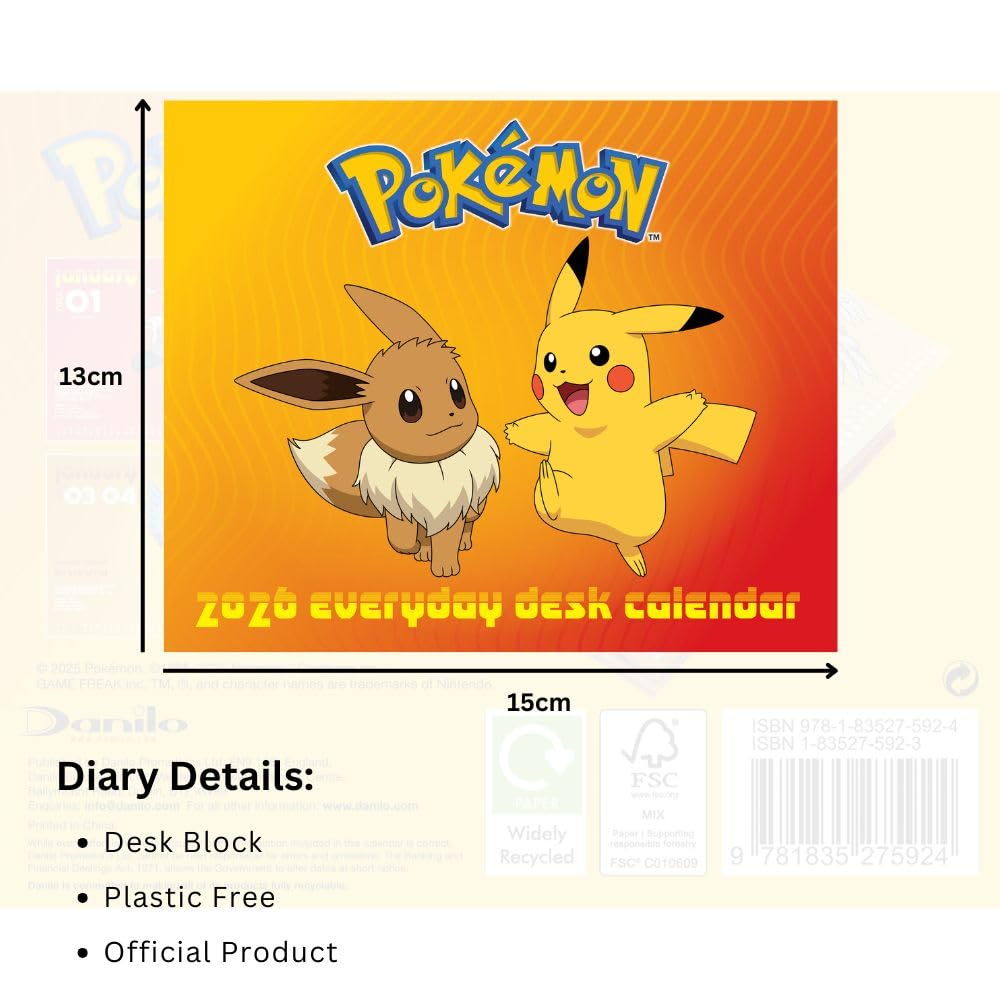 2026 CALENDAR POKEMON PAGE A DAY DESK BLOCK OFFICIAL PRODUCT