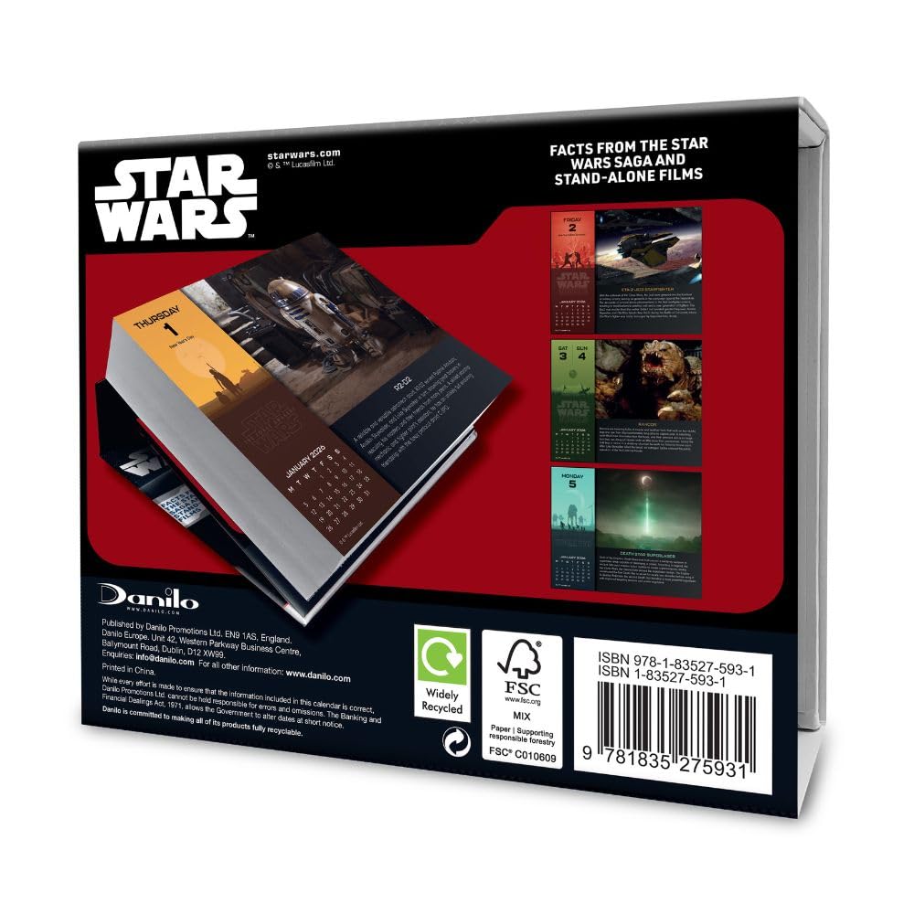 2026 CALENDAR STAR WARS CLASSIC PAGE A DAY DESK BLOCK OFFICIAL PRODUCT