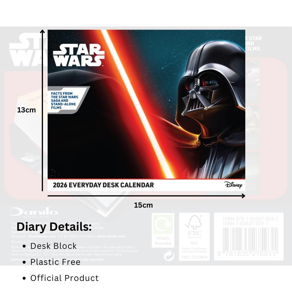 2026 CALENDAR STAR WARS CLASSIC PAGE A DAY DESK BLOCK OFFICIAL PRODUCT