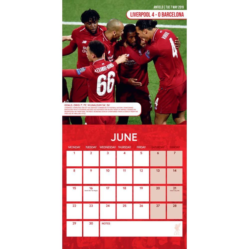 2026 CALENDAR LIVERPOOL FC LEGENDS MONTH TO VIEW SQUARE WALL CALENDAR OFFICIAL PRODUCT