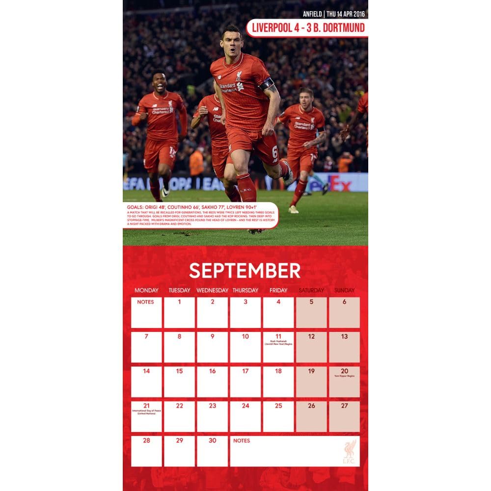 2026 CALENDAR LIVERPOOL FC LEGENDS MONTH TO VIEW SQUARE WALL CALENDAR OFFICIAL PRODUCT