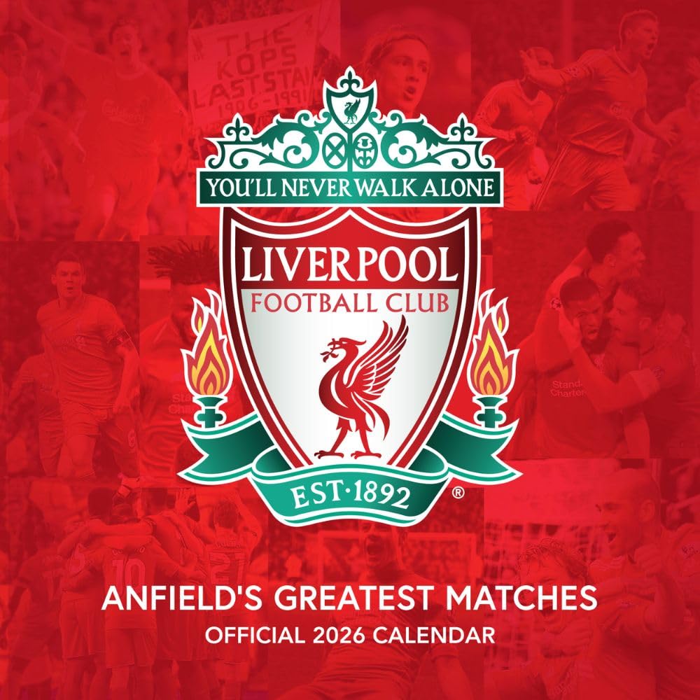 2026 CALENDAR LIVERPOOL FC LEGENDS MONTH TO VIEW SQUARE WALL CALENDAR OFFICIAL PRODUCT