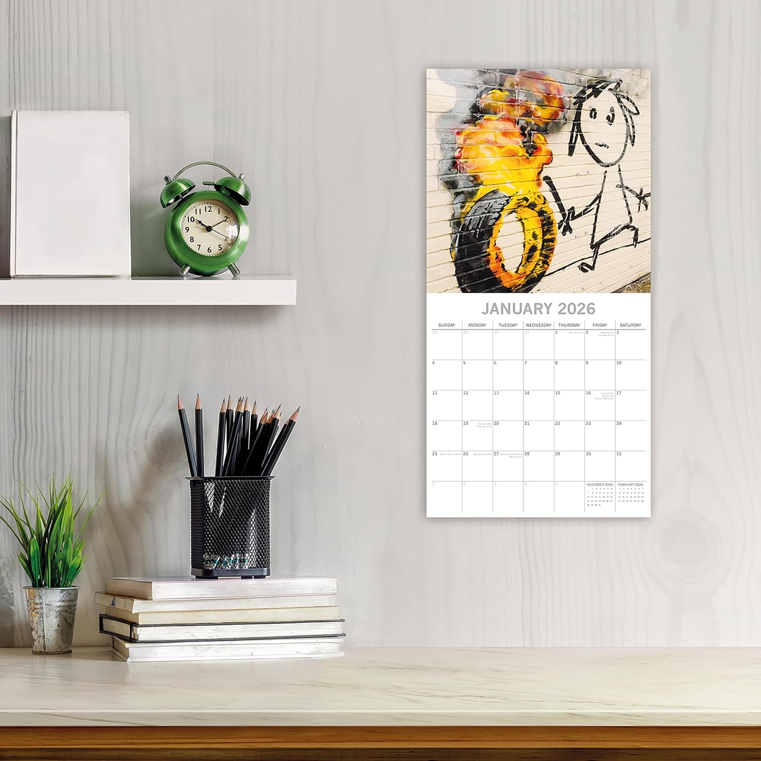 Banksy 2026 – 16-Monatskalender: Original Gifted Stationery-Kalender   (Wall-Kalender