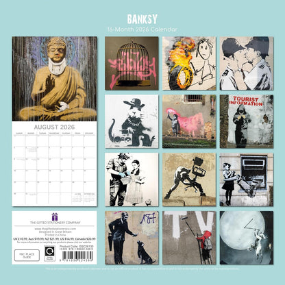 Banksy 2026 – 16-Monatskalender: Original Gifted Stationery-Kalender   (Wall-Kalender