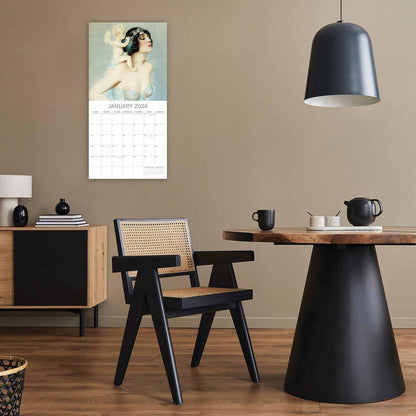 TGSC | Retro Pin Ups 2026 Calendar 16 Month (Sept 2025-Dec 2026) Family Square Wall Calendar 2026 UK | Planner with Large Grid for Home or Office Organisation - Art 2026/2025 Calendar UK