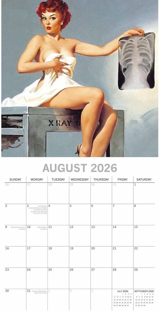 TGSC | Retro Pin Ups 2026 Calendar 16 Month (Sept 2025-Dec 2026) Family Square Wall Calendar 2026 UK | Planner with Large Grid for Home or Office Organisation - Art 2026/2025 Calendar UK