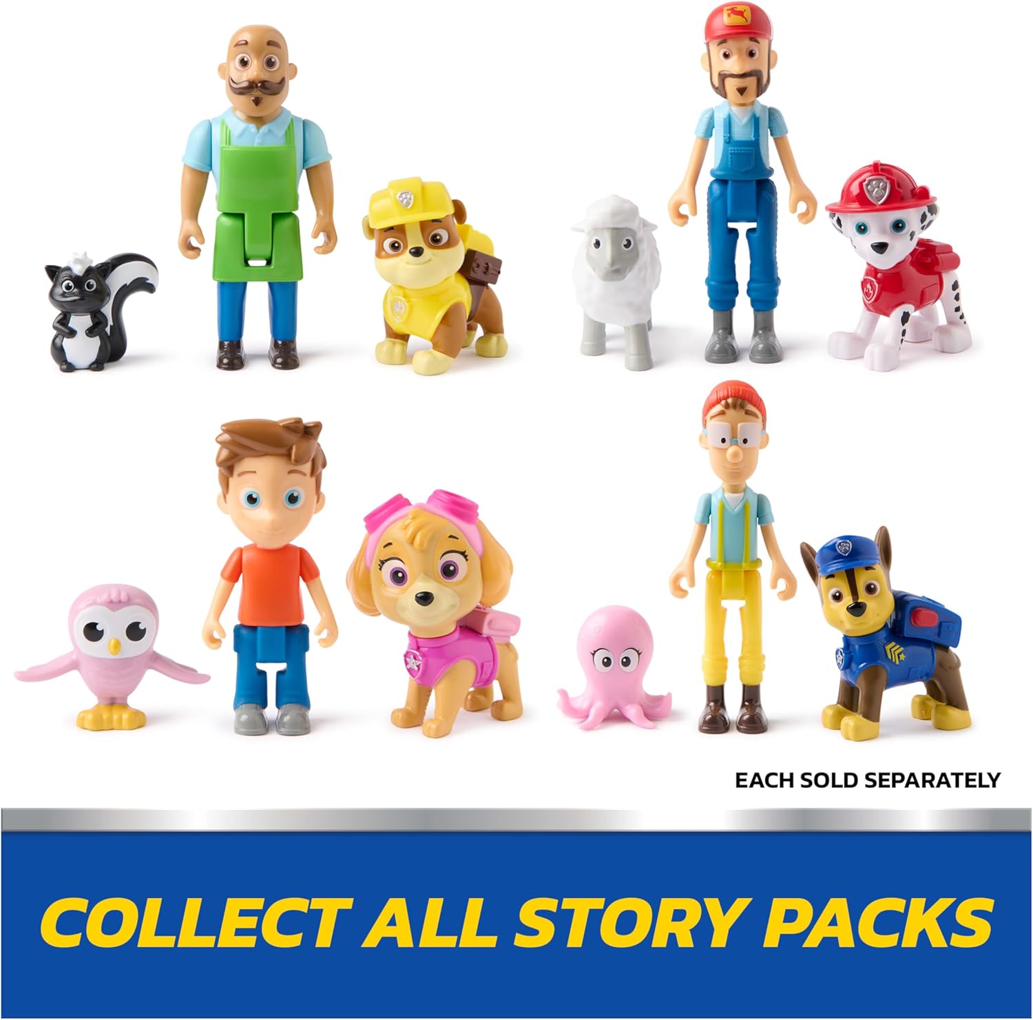 PAW Patrol Marshall & Farmer Al Figure Pack with Sheep Toy Figure, Kids Toys for Boys and Girls Ages 3 and Up