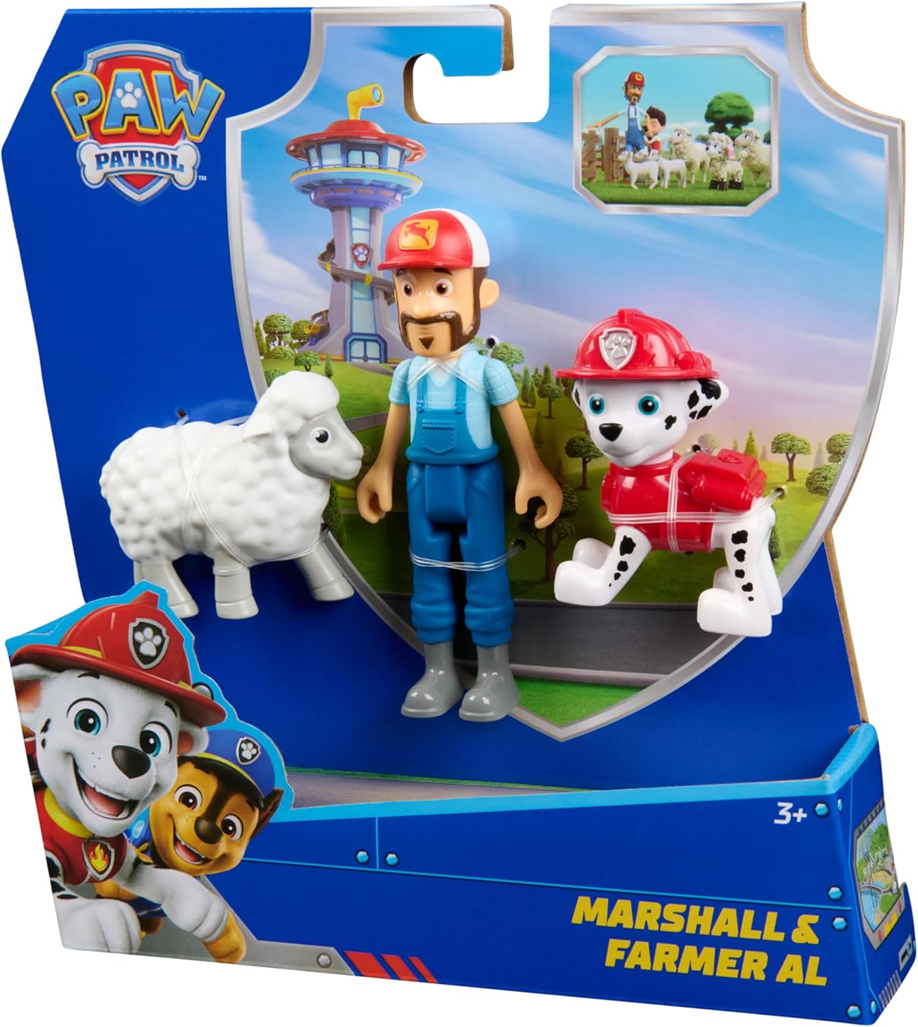 PAW Patrol Marshall & Farmer Al Figure Pack with Sheep Toy Figure, Kids Toys for Boys and Girls Ages 3 and Up