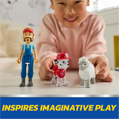 PAW Patrol Marshall & Farmer Al Figure Pack with Sheep Toy Figure, Kids Toys for Boys and Girls Ages 3 and Up
