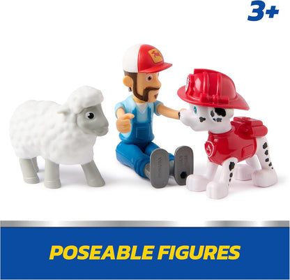 PAW Patrol Marshall & Farmer Al Figure Pack with Sheep Toy Figure, Kids Toys for Boys and Girls Ages 3 and Up