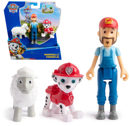 PAW Patrol Marshall & Farmer Al Figure Pack with Sheep Toy Figure, Kids Toys for Boys and Girls Ages 3 and Up