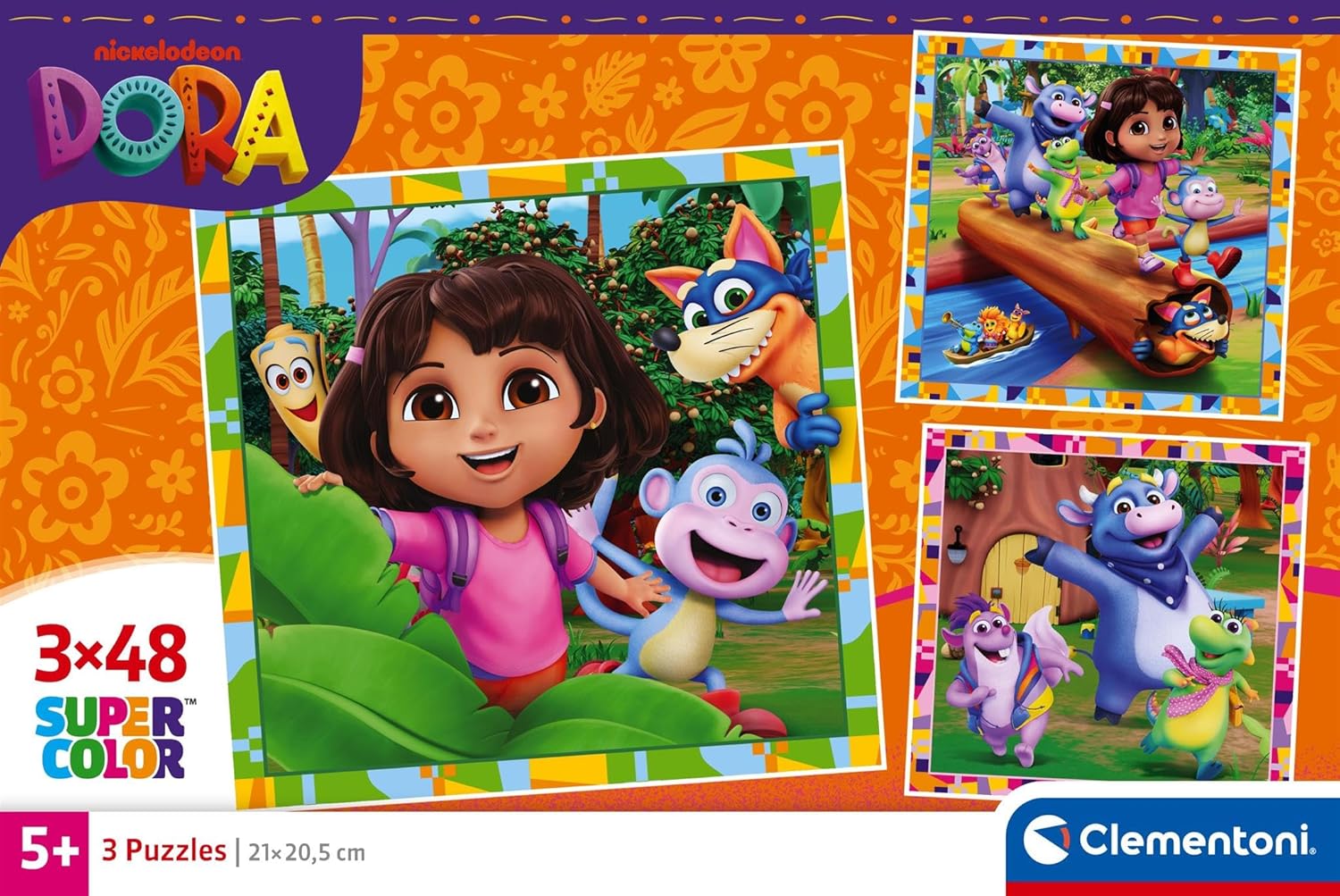 Clementoni Puzzle 3x48 Dora the Explorer, 144 pieces, Puzzle for Kids 5+ years, Made in Italy, 25078