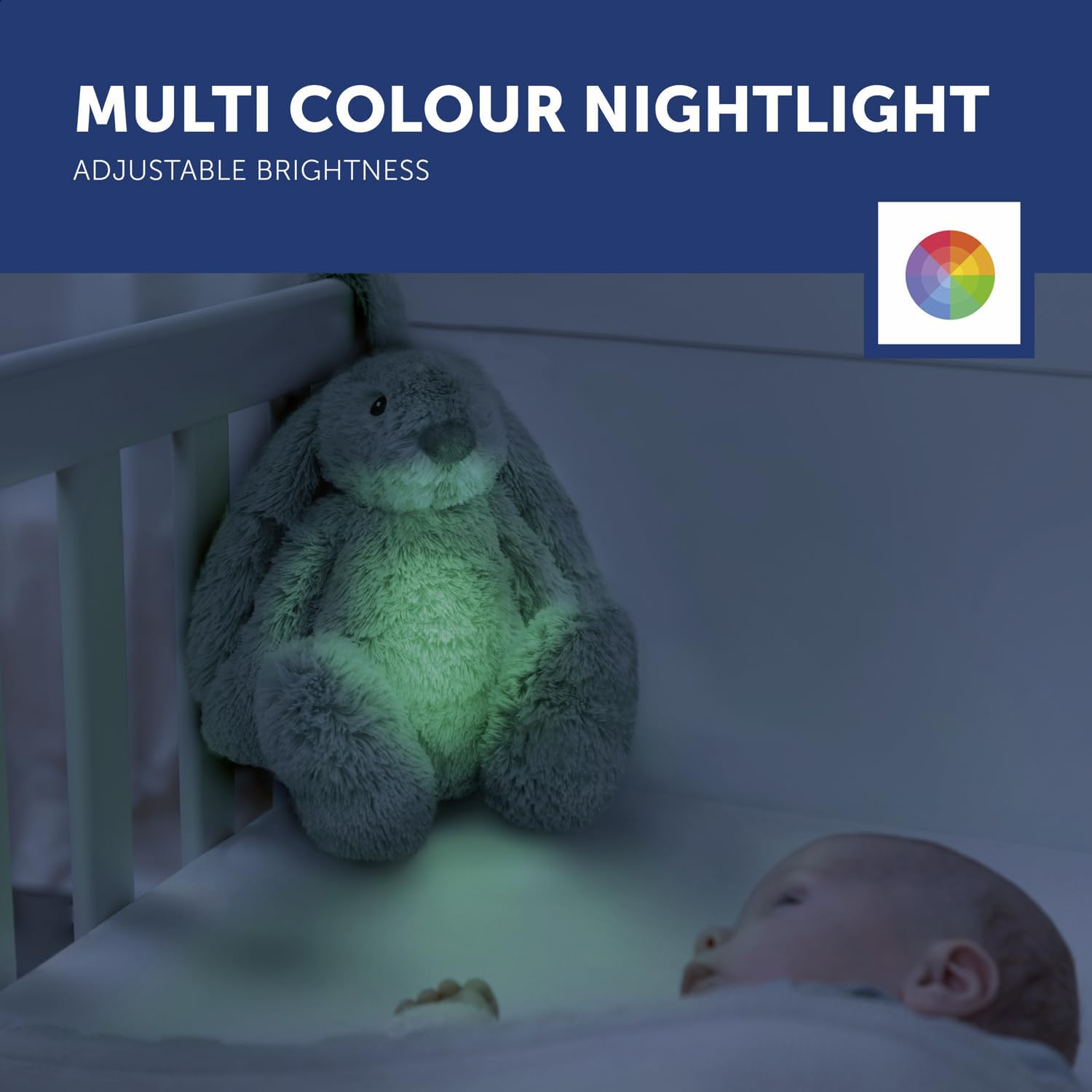 ZAZU - Ro der Hase Baby Schlafhilfe mit wiederaufladbarem Akku – Nachtlicht in mehreren Farben & beruhigende Geräusche, Weinsensor, Auto-Abschaltung und USB-C-Ladekabel (Grün