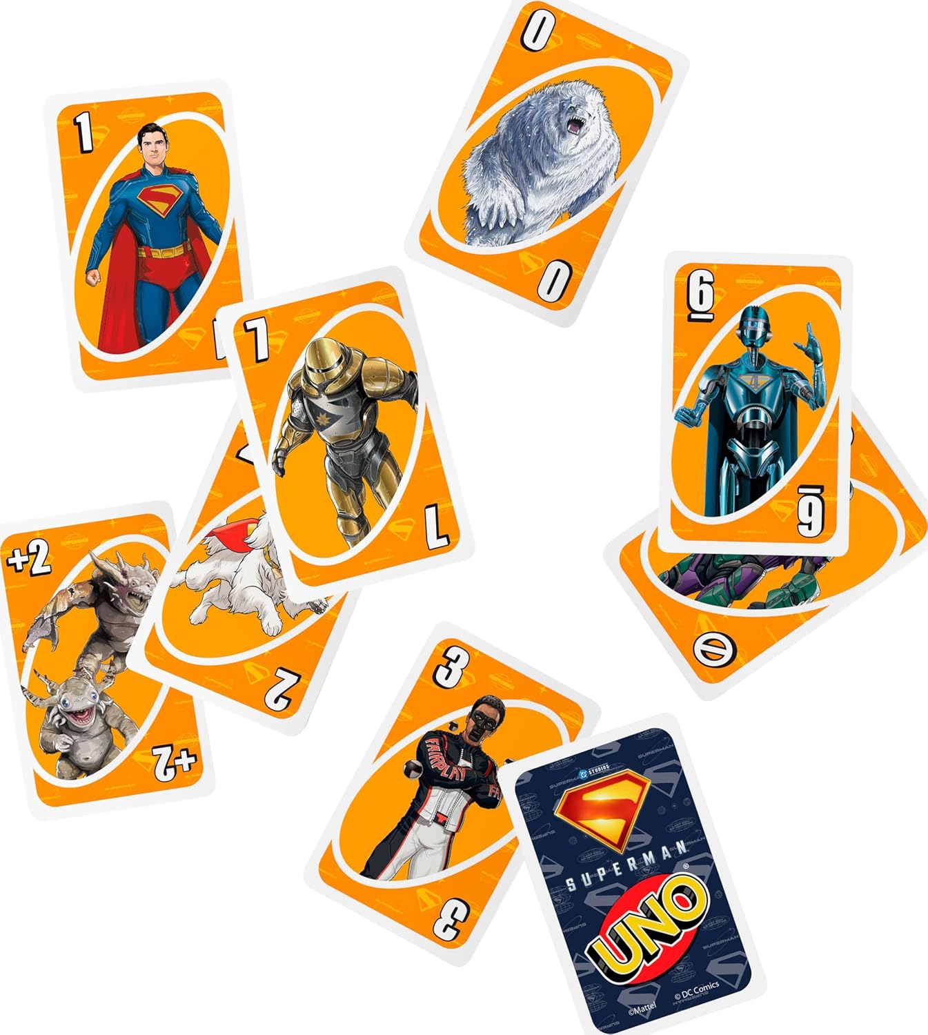 Mattel Games UNO Superman kaartspel voor kinderen, volwassenen en familienachten, feesten, reizen en kamperen, op film geïnspireerde speelgoedcollectie
