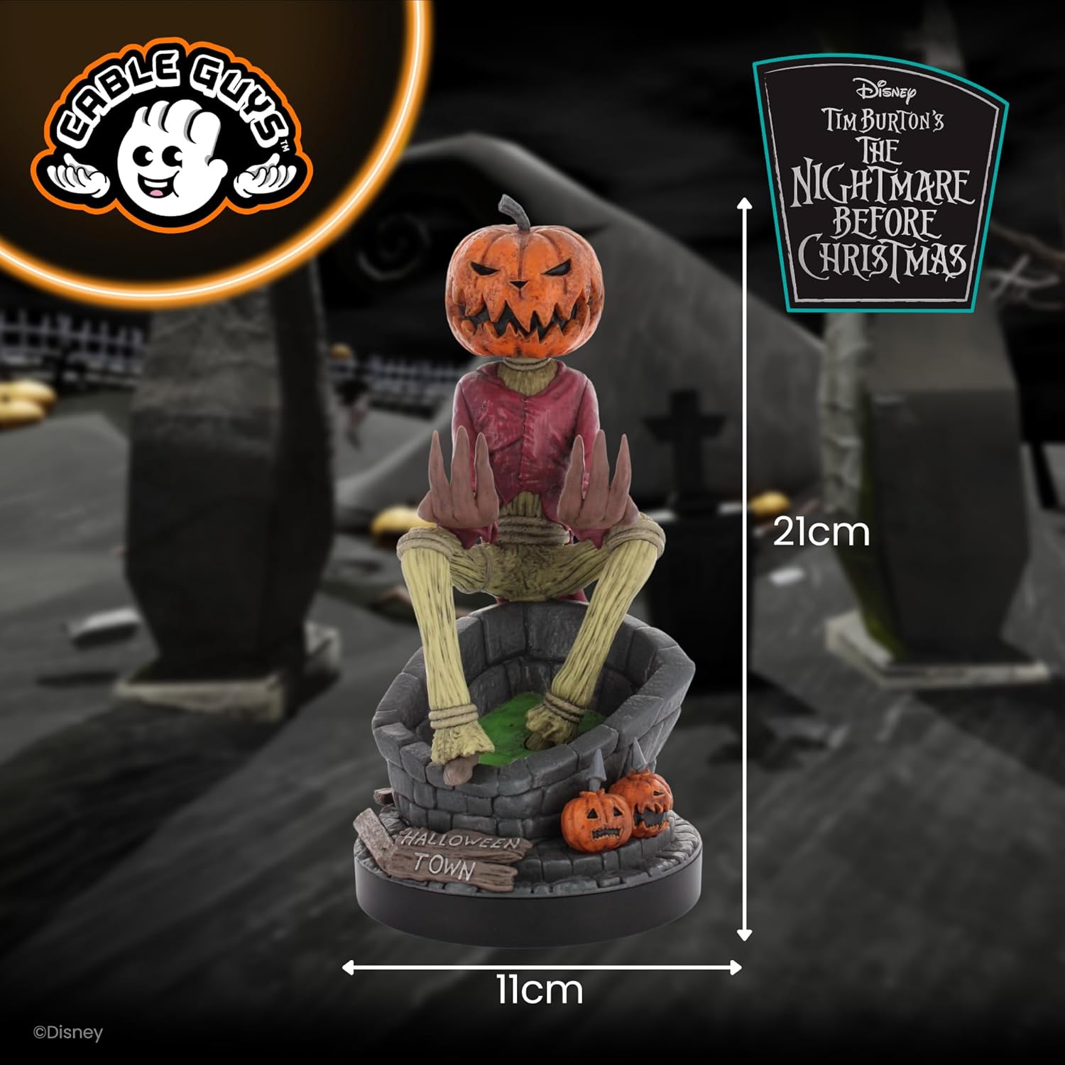 Cableguys L'Étrange Noël de Monsieur Jack Gaming-Figur Jack Kürbiskönig - Halter für Controller oder Smartphone - USB-Kabel enthalten - 20 cm