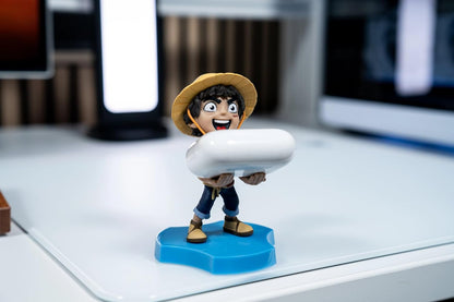 Cableguys Minis One Piece Luffy Phone Stand & Earbuds Holder - Novelty Phone Stand for Desk and Bedside, In Ear Headphone Holder for Smartphone & Small Devices, Desk Decor and Mobile Accessories