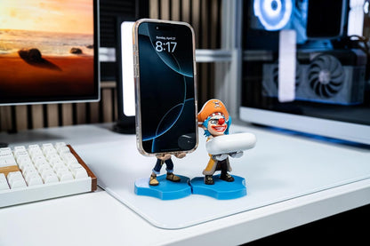 Cableguys Minis One Piece Luffy Phone Stand & Earbuds Holder - Novelty Phone Stand for Desk and Bedside, In Ear Headphone Holder for Smartphone & Small Devices, Desk Decor and Mobile Accessories