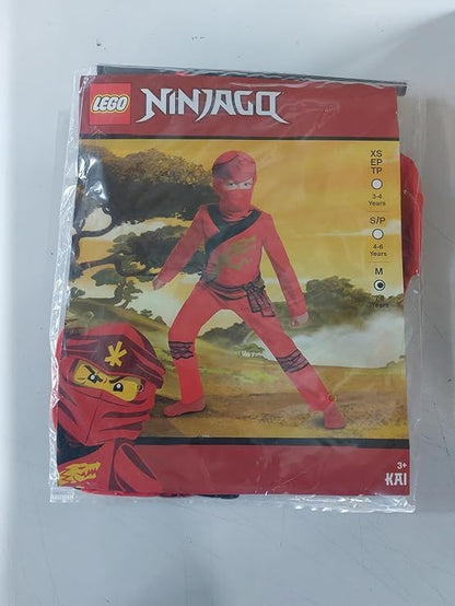 LEGO Ninjago - Kostuum Kai Rood voor Kinderen - Maat XS 3/4 Jaar - Officiële Licentie - Jumpsuit + Masker - Zacht Textiel - Gedetailleerde Prints - Verkleedkleding voor Feest, Verjaardag, Halloween