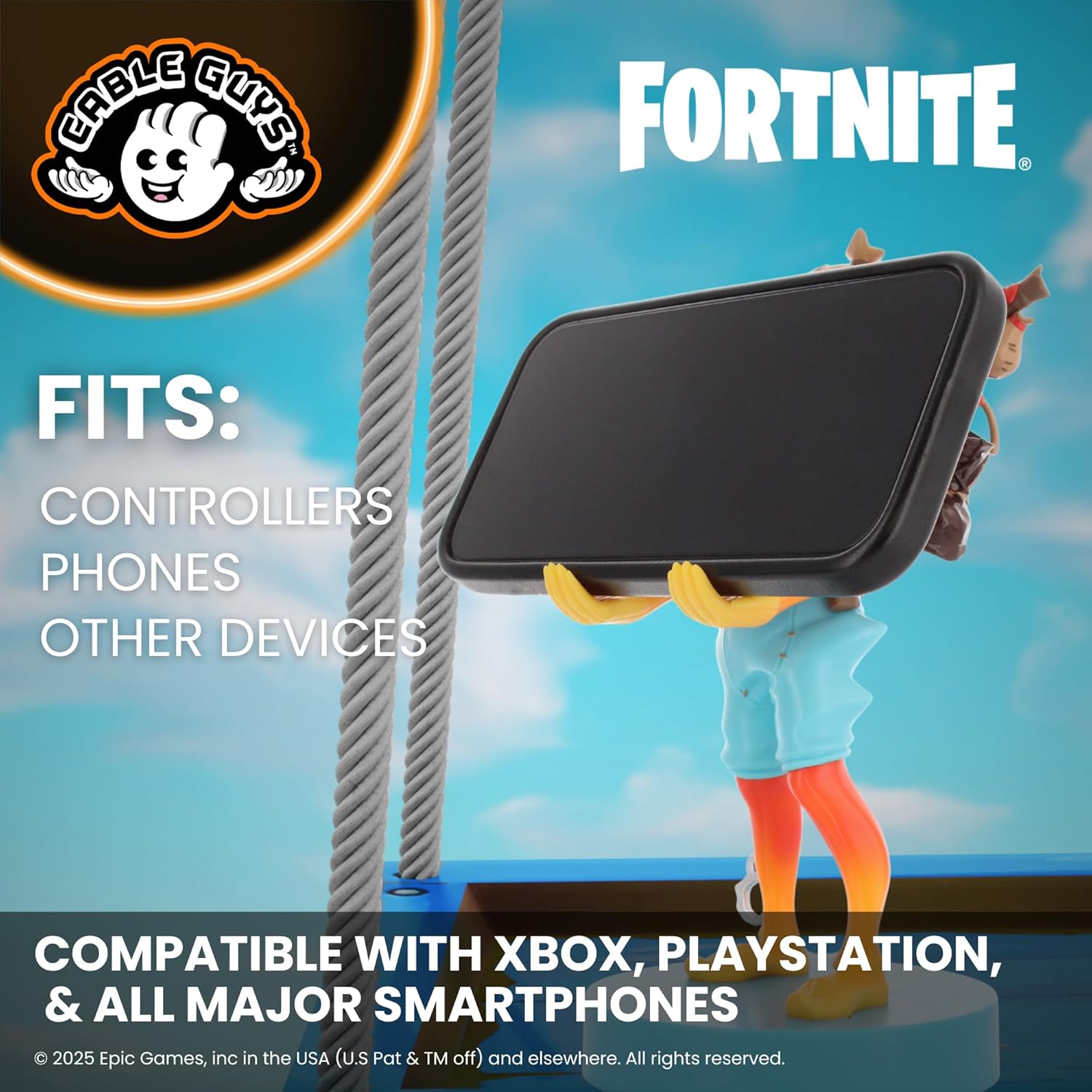 Cableguys Fortnite Fishsticks Controller Holder & Phone Stand - Gaming Accessories for Room and Desk Setup, Holder Compatible with Xbox, PlayStation & Most Standard Game Controllers