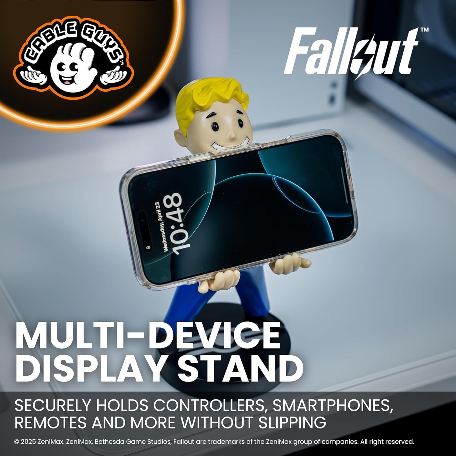 Cable Guys Fallout Vault Boy Controller Holder & Phone Stand - Gaming Accessories for Room and Desk Setup, Holder Compatible with Xbox, PlayStation & Most Standard Game Controllers
