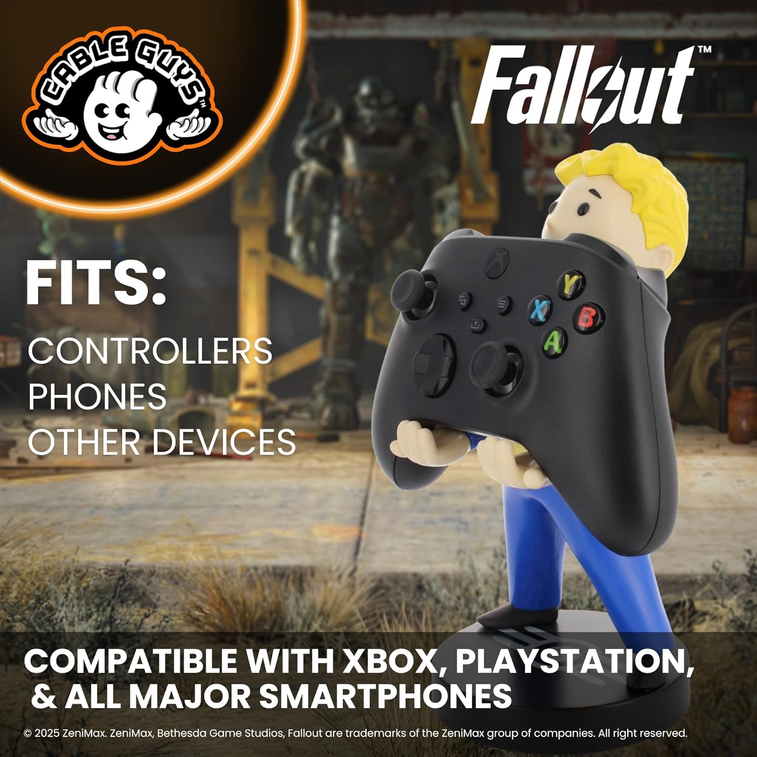 Cable Guys Fallout Vault Boy Controller Holder & Phone Stand - Gaming Accessories for Room and Desk Setup, Holder Compatible with Xbox, PlayStation & Most Standard Game Controllers