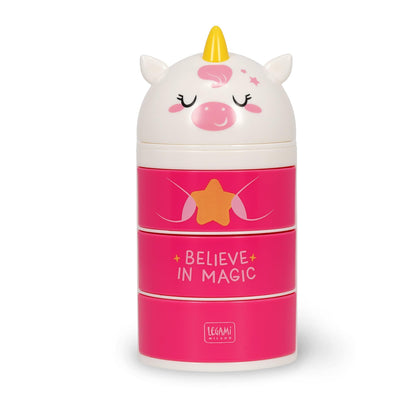 LEGAMI - Desk Organiser, Desk Organiser with 3 Side Opening Drawers, Top Compartment with Sliding Closure, Unicorn Motif