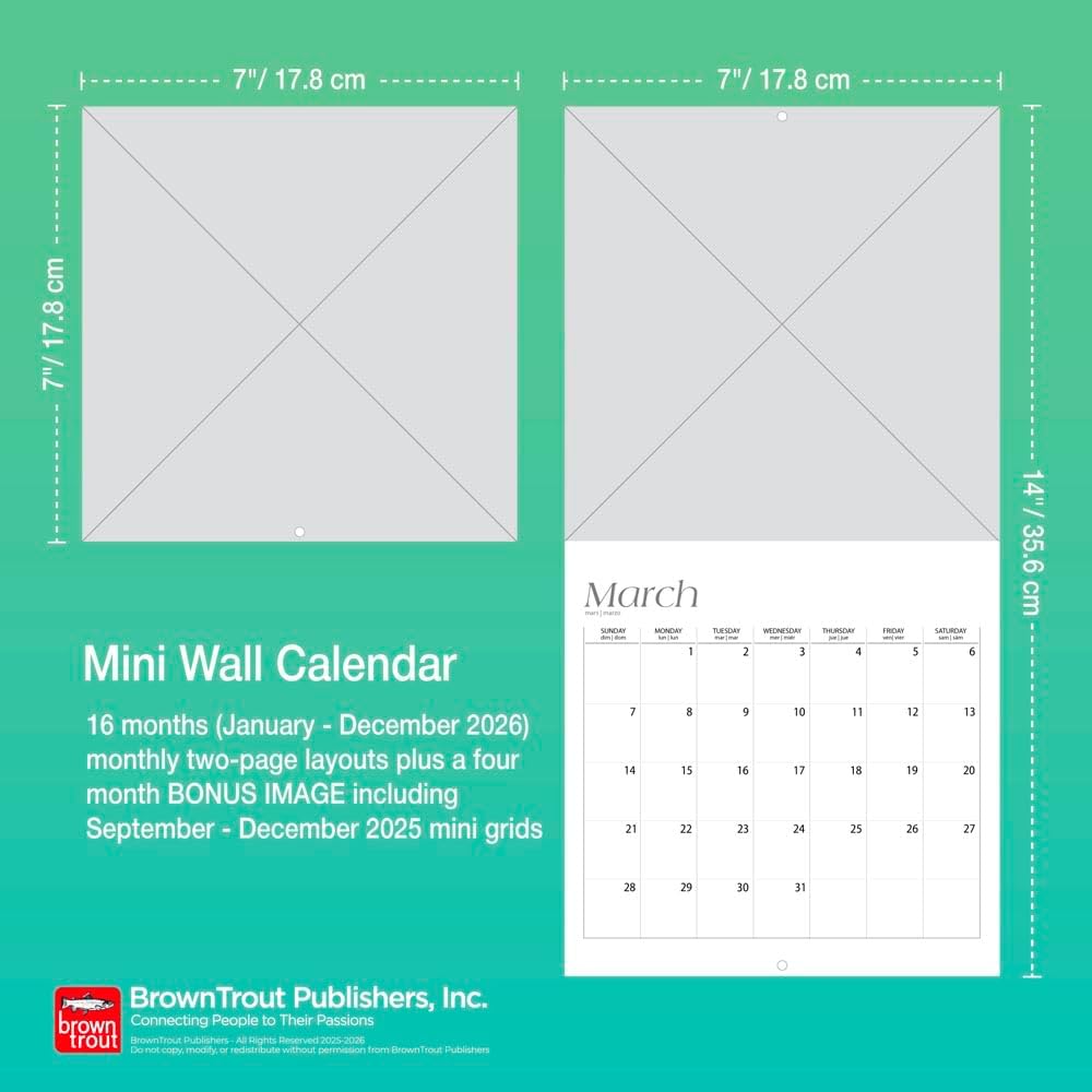 For the Love of Kittens | 2026 7 x 14 Inch (Hanging) Monthly Mini Wall Calendar | BrownTrout | Animals Cats Feline