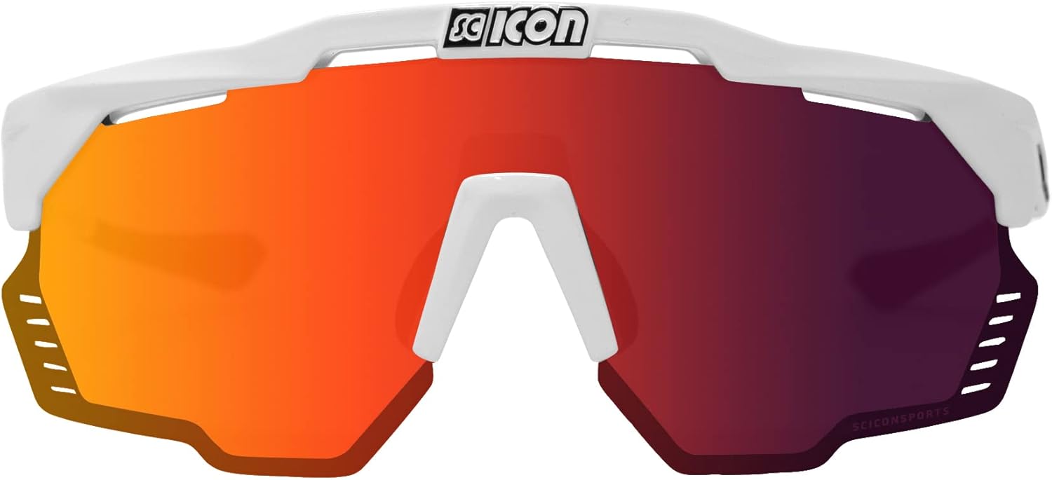SCICON Sports Aeroshade Kunken Lunettes De Soleil De Performance Sportive (SCNPP Multimorror Rouge/Luminosité Blanche