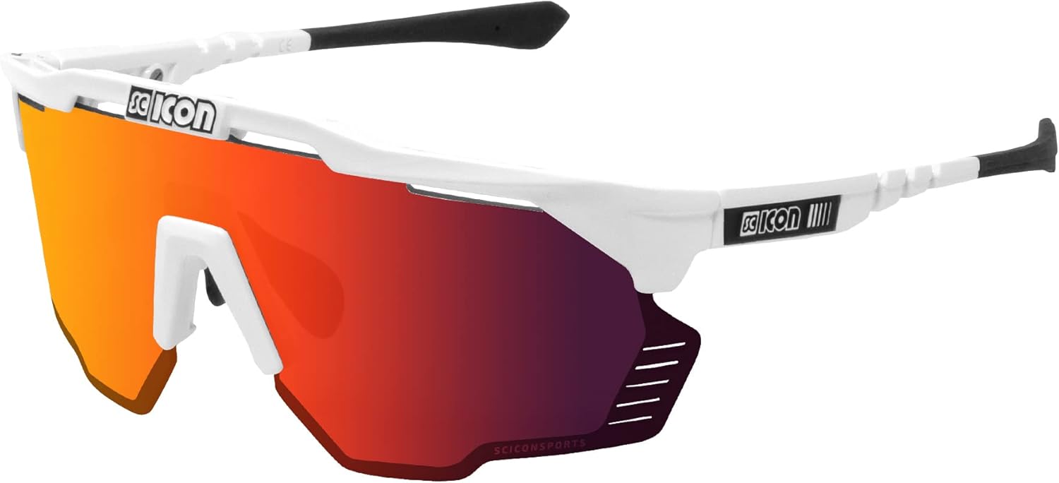 SCICON Sports Aeroshade Kunken Lunettes De Soleil De Performance Sportive (SCNPP Multimorror Rouge/Luminosité Blanche