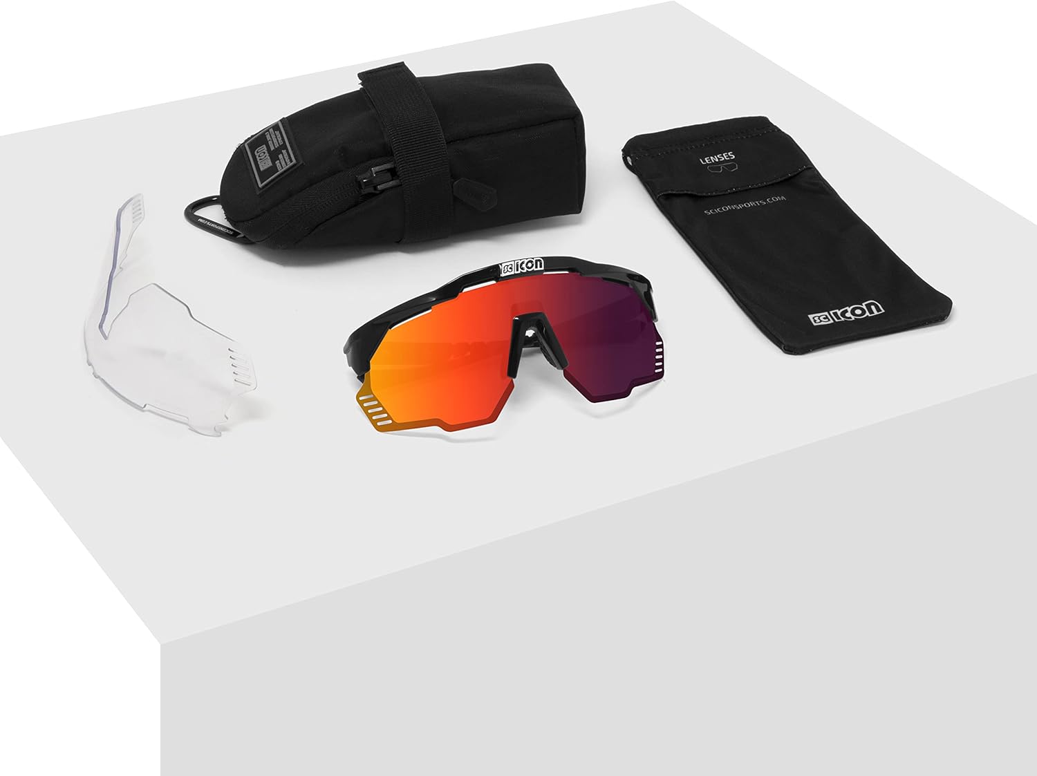 SCICON Sports Aeroshade Kunken Lunettes De Soleil De Performance Sportive (SCNPP Multimorror Rouge/Luminosité Blanche