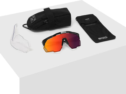 SCICON Sports Aeroshade Kunken Lunettes De Soleil De Performance Sportive (SCNPP Multimorror Rouge/Luminosité Blanche