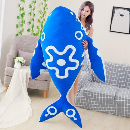 Plush Toy, Large Blue Whale Plush Toy, Giant Hugging Soft Cushion (Color : Blue) (Size : 120cm