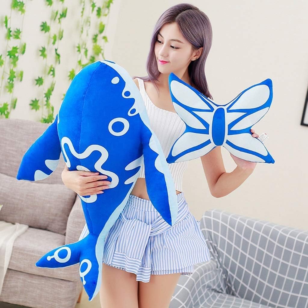Plush Toy, Large Blue Whale Plush Toy, Giant Hugging Soft Cushion (Color : Blue) (Size : 120cm