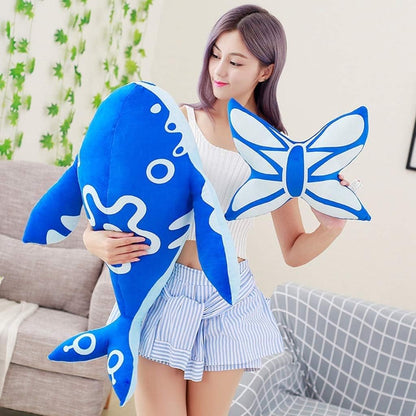 Plush Toy, Large Blue Whale Plush Toy, Giant Hugging Soft Cushion (Color : Blue) (Size : 120cm