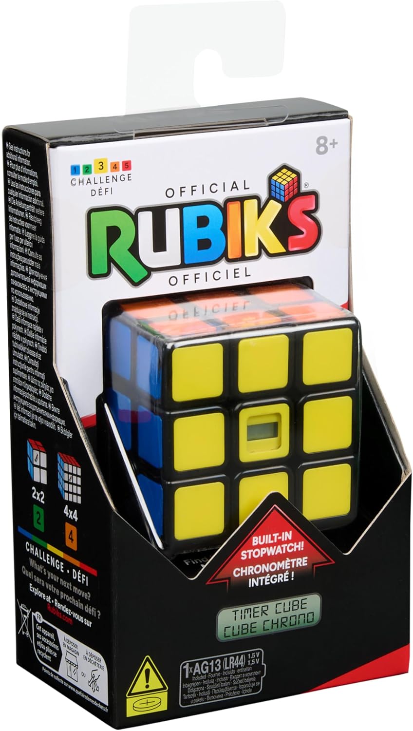 Rubik’s Cube, Timer Cube, Clear Display, Beat Your Best Time, Brain Teaser Puzzle for Adults and Practice for Speed Cubers, Problem-Solving Challenging Brain Teaser Fidget Toy for Kids, Ages 8 and Up