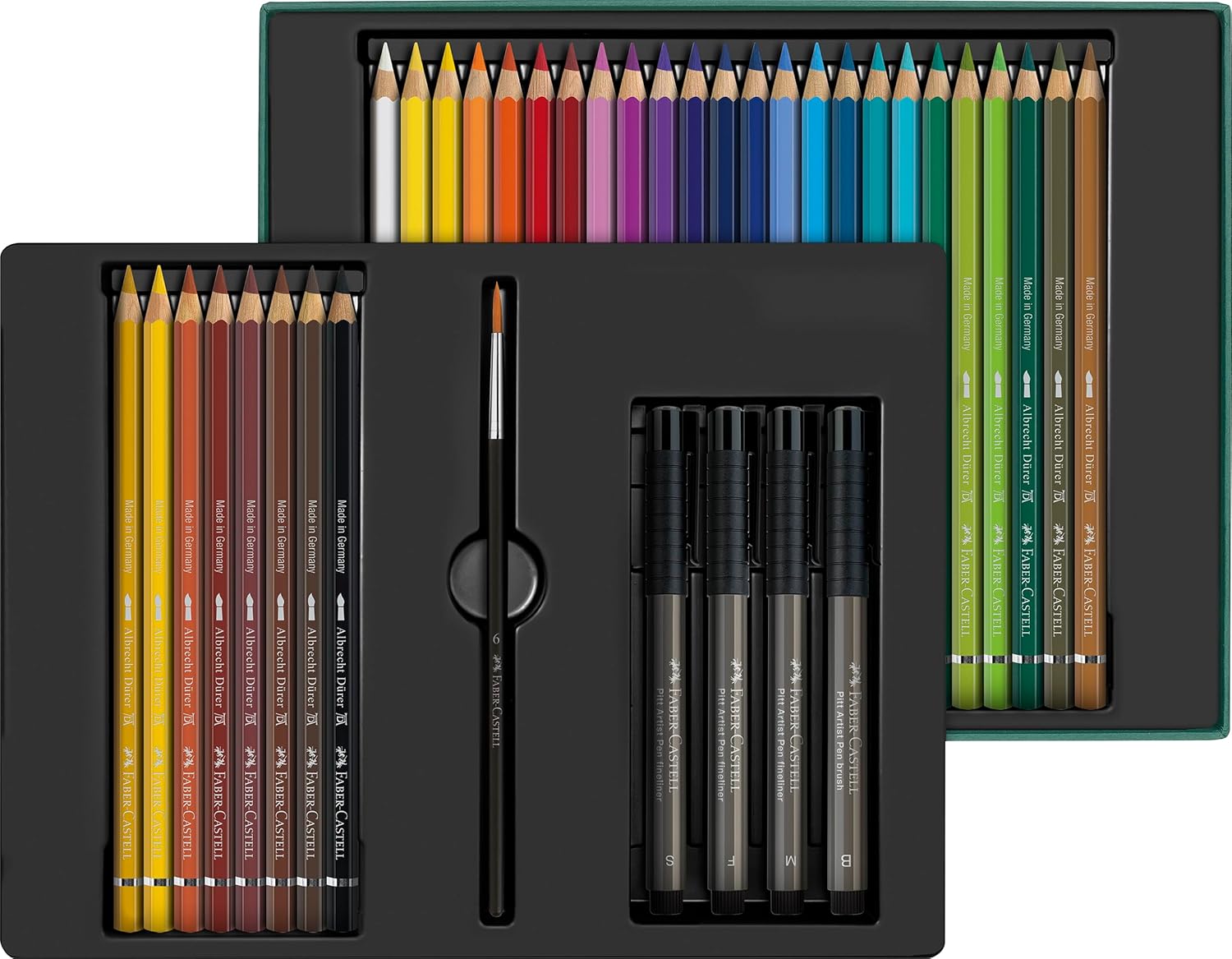 Faber-Castell Albrecht Dürer & Pitt Pen cadeauset, 37-delige set, tekenen, kleuren, verf, penseel, schets, potloden, pennen, school & kantoor, kunstenaarsbenodigdheden. Kunstproduct, papieren blok